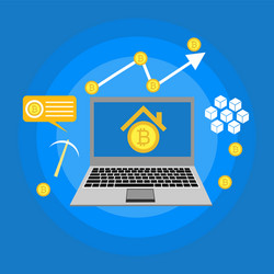 blockchain scheme mining crypto currency server vector image