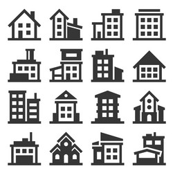 building icons set on white background vector