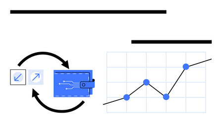 digital wallet and data analytics with graph vector image