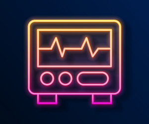 glowing neon line computer monitor with cardiogram vector image