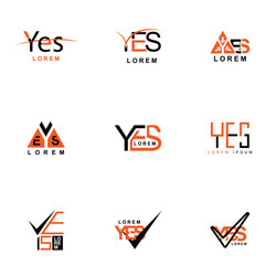 nine logos say yes in pack with a triangular vector