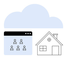cloud-based remote work concept with a browser vector image