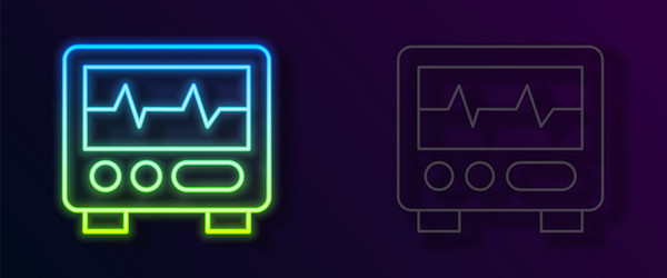 glowing neon line computer monitor with cardiogram vector image