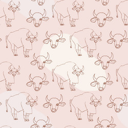 hand-drawn pattern with oxchinese symbol vector image
