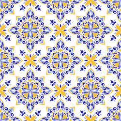 mediterranean seamless pattern with blue yellow Vector Image