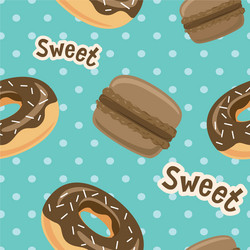 Seamless pattern with macaroon cookies and donuts vector