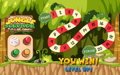 a snake ladder game template in forest background vector image