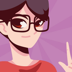 anime guy wearing glasses vector