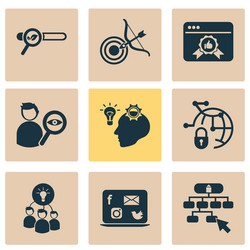 finance icons set with brainstorming targeting vector