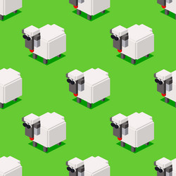 isometric pattern of sheep on the grass vector image