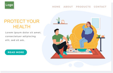 Landing page template protect human health vector