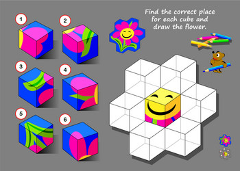 3D Logic Puzzle Game - Find the Shapes vector image