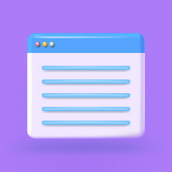 3d website window mockup isolated on purple vector image