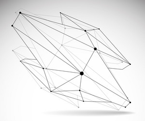 abstract 3d mesh shape dots connected with lines vector image