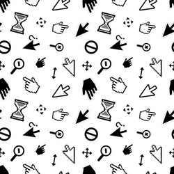 computer arrow cursors on white seamless pattern vector image