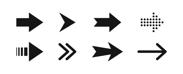 flat arrow button icon set different style arrows vector image