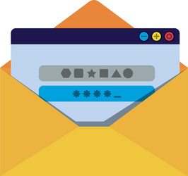 open letter with password message isolated icons vector image