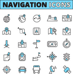 Outlined Navigation Icons - Map & Location vector image
