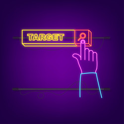 Target search line with neon icon concept market vector