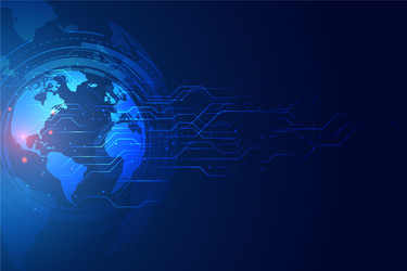 digital global technology banner with circuit vector image