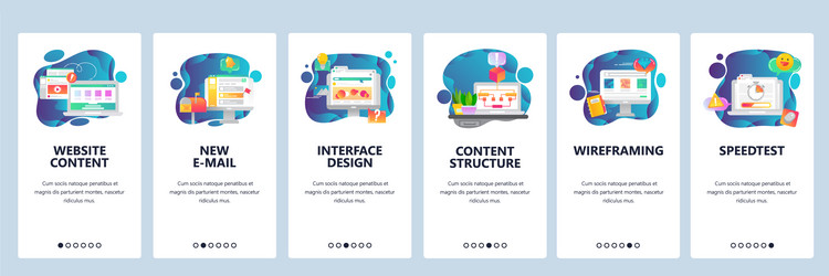 Mobile app onboarding screens design content vector