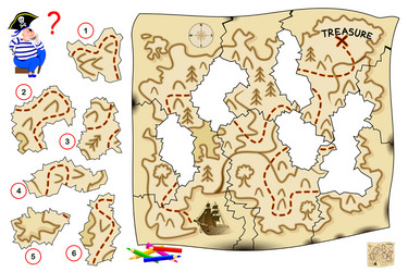 Pirate Map Puzzle - Logic Game vector image