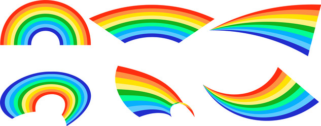 rainbows in different shape realistic set on white vector image