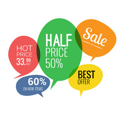 Sale and discounts speech bubbles vector