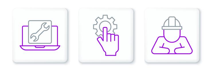 set line builder laptop service and settings vector image