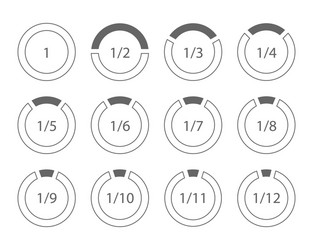 Set of arithmetic fractions segmented ring design vector