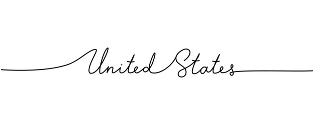 United states - word with continuous one line vector