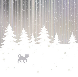 Winter Christmas Background with Cat Vector Image