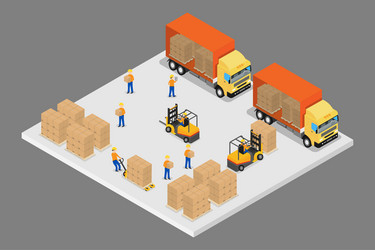 Warehouse outside view isometric Royalty Free Vector Image