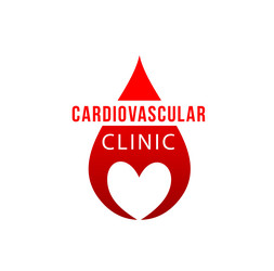 cardiovascular clinic icon heart red blood drop vector