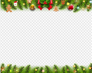 Christmas garland and toys frame white background vector