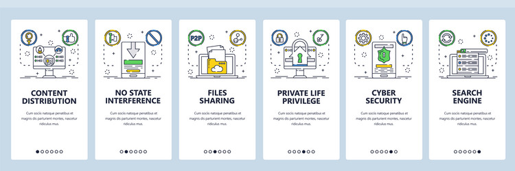 cyber security website and mobile app onboarding vector image