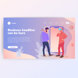 people work in a team and interact with graphs vector image