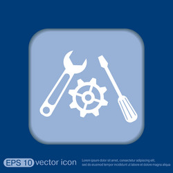 Screwdriver cogwheel and wrench icon setting vector