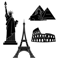 world landmarks eiffel tower statue of liberty vector image