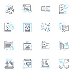 software computing linear icons set algorithm vector image