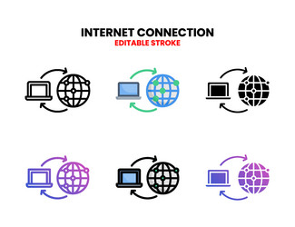 internet connection icon set with different style vector image