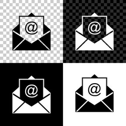 Mail and e-mail icon isolated on black white vector