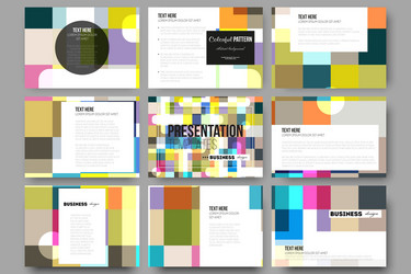 Set of 9 templates for presentation slides vector