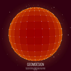 3D Wireframe Sphere with Particles vector image