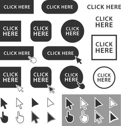 Arrow and hand computer mouse cursor icon set vector