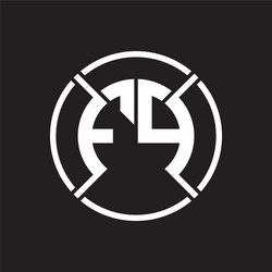 fp logo monogram with four part circle slash vector image