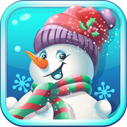 icon jolly snowman in cap for computer game vector