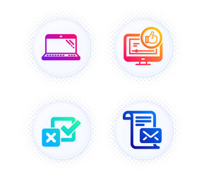 laptop checkbox and like video icons set mail vector image