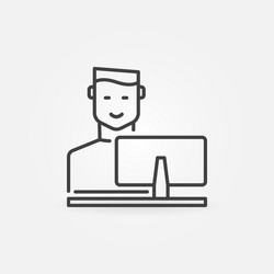Man at Computer - Work Concept vector image