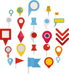 map pointer icons set flat style vector image
